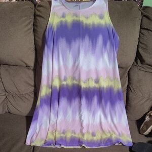 Purple and Yellow Tie-Dye Sleeveless Dress Size Medium